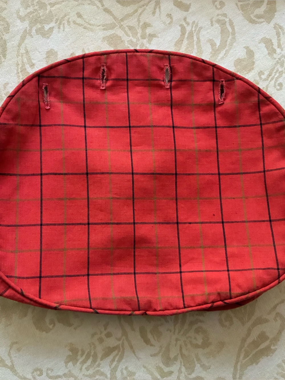 NEW J. G. Hook Bermuda Bag Cover Brick Red Plaid with Piping 4 Button Vintage
